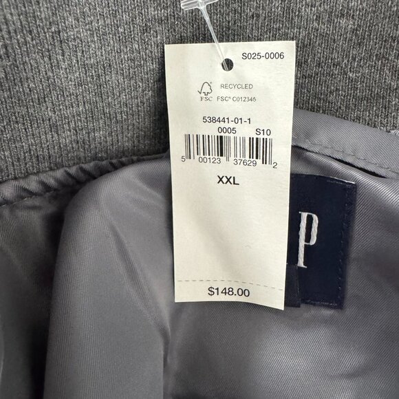 Gap Wool Blend Bomber Varsity Jacket Womens 2XL Gray Preppy NWT CJ-2137 - Picture 8 of 11